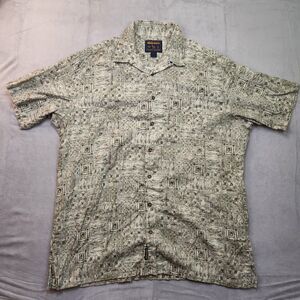 Woolrich Button Up Shirt Mens 2XLT Short Sleeve Geometric Fishing All Over Print